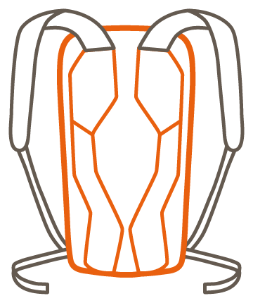 Die Grafik zeigt den Aufbau des Vent Active Hike Tragesystems.