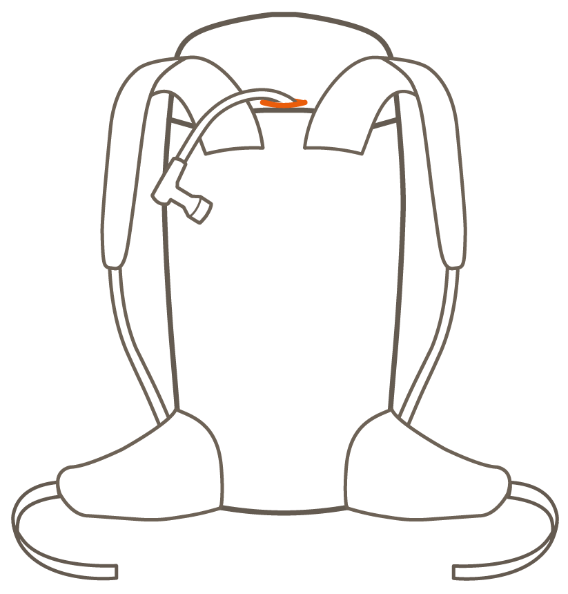 A backpack with hydration system outlet