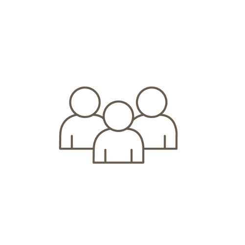 Ein zweites Gespräch findet statt Icon von drei Mitarbeitern