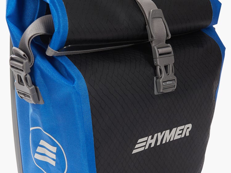 Fahrradtasche mit der Aufschrift Hymer