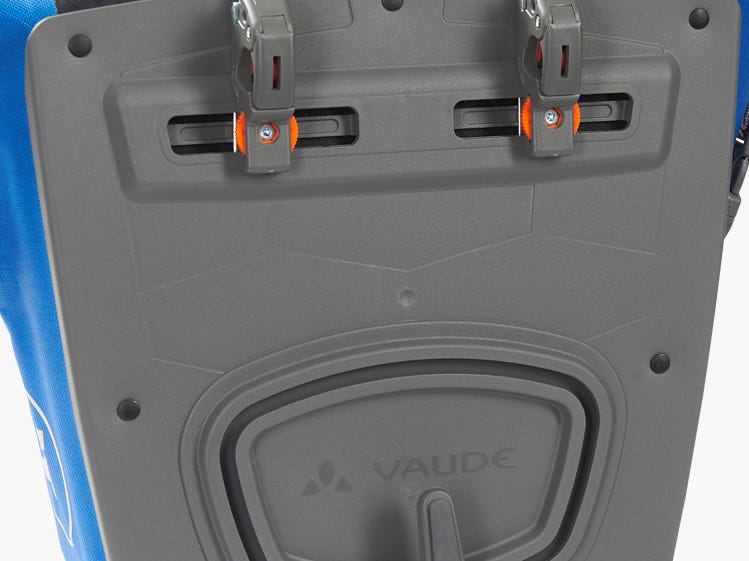 Rückansicht VAUDE Fahrradtasche in blau und schwarz
