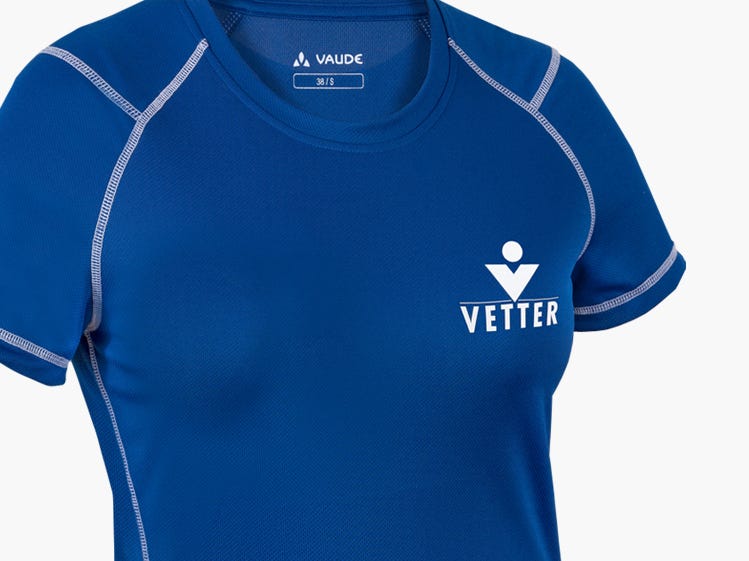 Frontansicht Vetter T-Shirt mit Logo in blau Frontansicht Vetter Damen T-Shirt mit Logo in blau