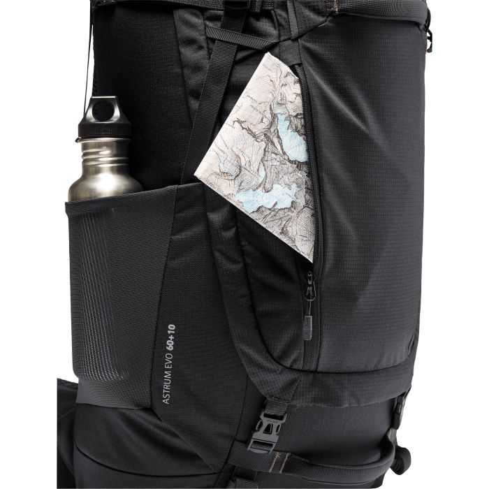 【良品】VAUDE Astrum 60+10L M/L トレッキングバックパック/レインカバー付き！ Vaude Astrum EVO 60+10 Hiking Bag Black | Alltricks.com