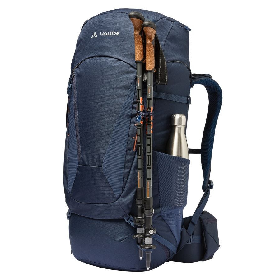 Asymmetric 52+8 liters trekking backpack